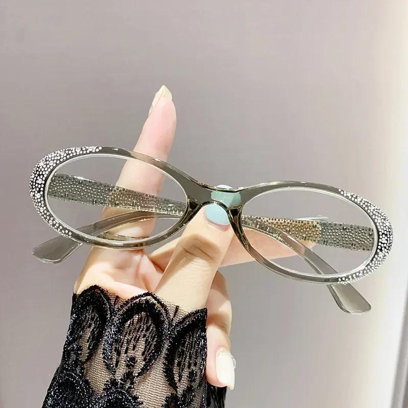 Luxury Round Frame Reading Glasses Fashion Diamond Frame Presbyopia for Women HD Lens Ultralight Far Sight Eyeglasses 0+1.0+4.0