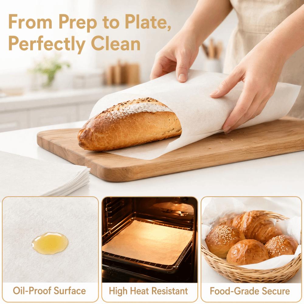 500pcs Double Sided Food Grade Baking Parchment Heat Resistant Non Stick Baking Paper  Cake  Making