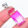Bi-Color Tourmaline Handmade 925 Sterling Silver Jewelry Pendant 1.77" A8g73