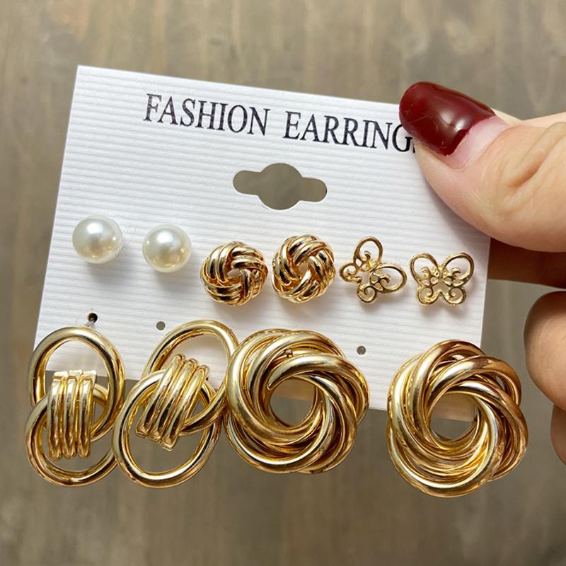 Vintage Butterfly Leopard Earring Set Star Moon For Women Girls Pearl Transparent Resin Earrings Elegant Wedding Party Jewellery