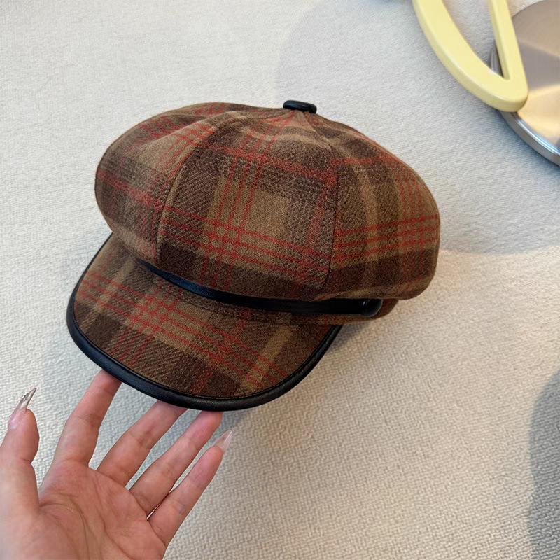 Модный шерстяной берет в корейском стиле для женщин на осень и зиму, ретро британская литературная восьмиугольная шляпа художника, подчеркивающая маленькое лицо, шляпа газетчика
