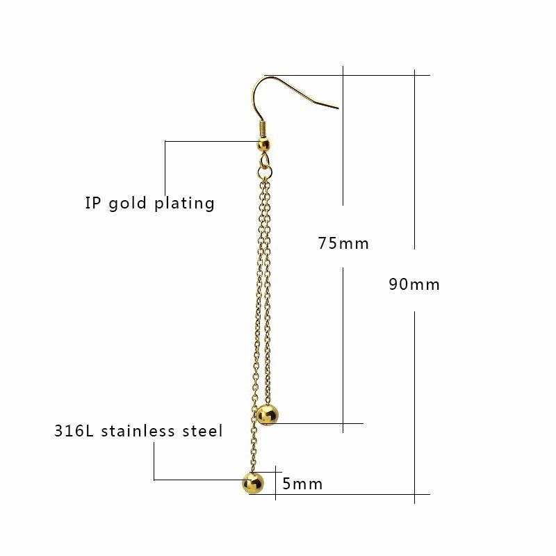 Handmade Fashion Simple Geometric Circular Long Earrings for Girls Stainless Steel Silver & Gold Temperament Popular Jewelry