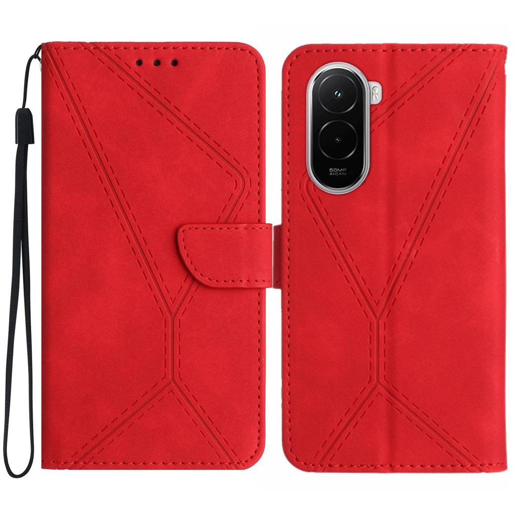 For Xiaomi Poco M7 4G (EU) (171mm) Case Skin Touch Lines Imprinted PU Leather Flip Phone Cover