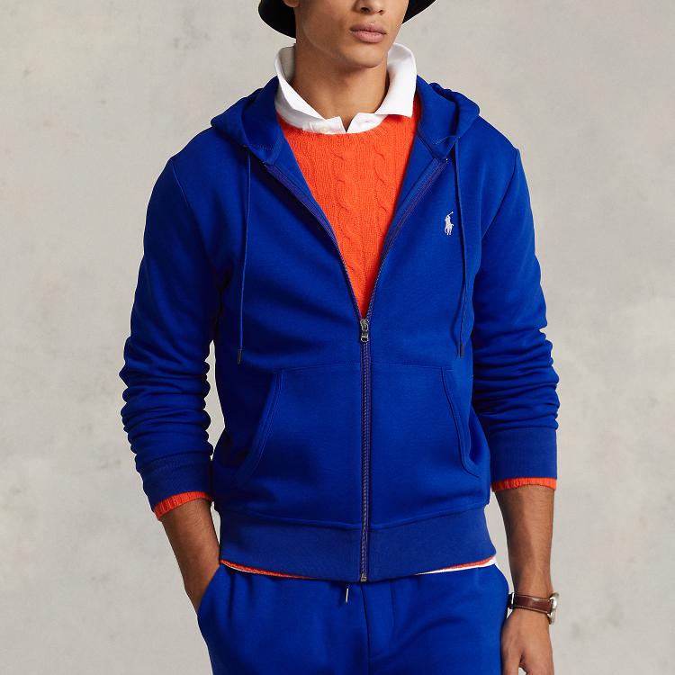 Polo Ralph Lauren Ss23 Solid Color Logo Embroidered Zip-Up Hoodie Men Hoodies Blue MNPOKNI16822726-400