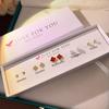 Red Four-Leaf Clover Zircon Pearl Earrings Set: 5 Pairs of Ear Bone Studs for Girls In Gift Box
