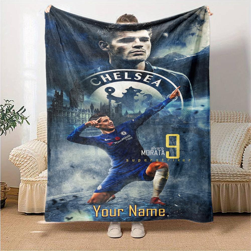Chelsea Fc Football Player Customize Text Blanket Throw Customizable Blanket Comfortable Versatile for Chair Living Room Office Chair Livingroom