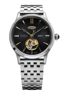 [KENTEX] Механические автоматические часы ESPY Dress Open Heart Ограниченная серия из 188 экземпляров E660M-01 Мужские серебряные