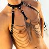 Мужская нагрудная портупея из ПУ кожи в панк уличном стиле Burning Men Ремень-портупея Регулируемый пояс на талию для вечеринки косплея