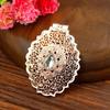 Women's Fashion Brooch Gold Color Brown Brooch Round Flower Crystal Pendant