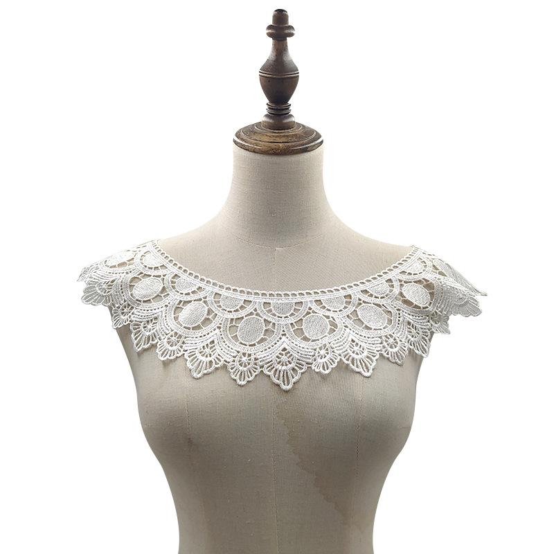 Water-Soluble Lace Chest Collar, Three-Dimensional Hollow Embroidered Corsage Diy Lace Accessories, Curved Semi-Circular Embroidered Fake Collar