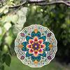 10 Inch Mandala Wind Spinner Outdoor Garden Decor with 360 Rotating Hook Vibrant Metal Hanging Design for Patio Lawn Seasonal Gift