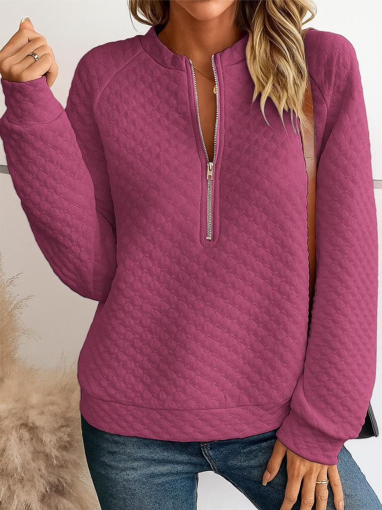 Повседневная женская стеганая толстовка с длинным рукавом, ромбовидная стежка, воротник-стойка, на молнии. Удобная, теплая, в повседневном стиле, для зимы.