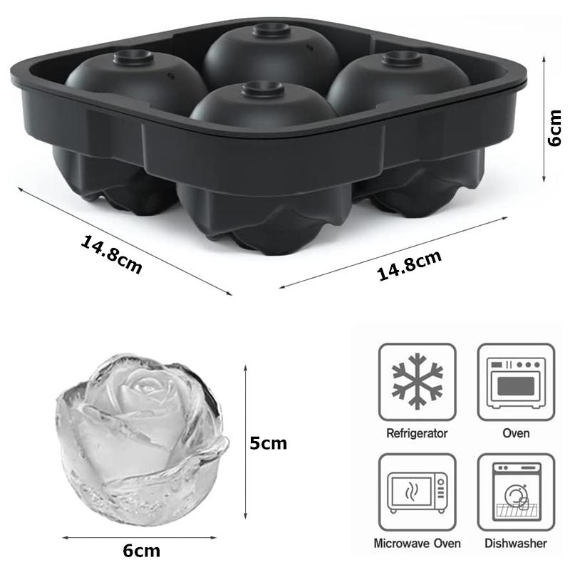 LMETJMA Форма для льда с легким выпуском Роза Форма для льда с воронкой Силиконовый рожок для приготовления шариков льда для коктейлей Виски JT51