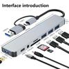 8-in-2 USB 3.0 HUB USB C HUB 4K HDMI Adapter with RJ45 SD/TF High Speed Transmission Splitter TYPE-C HUB For MacBook Computer