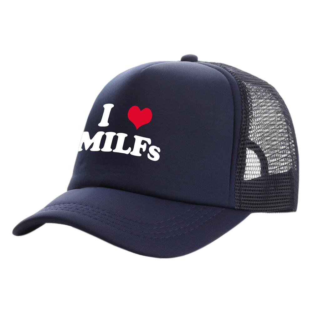 I Love MILFS Trucker Caps Unisex Funny Humor Hat Baseball Cap Cool Summer Unisex Mesh Net Caps MZ