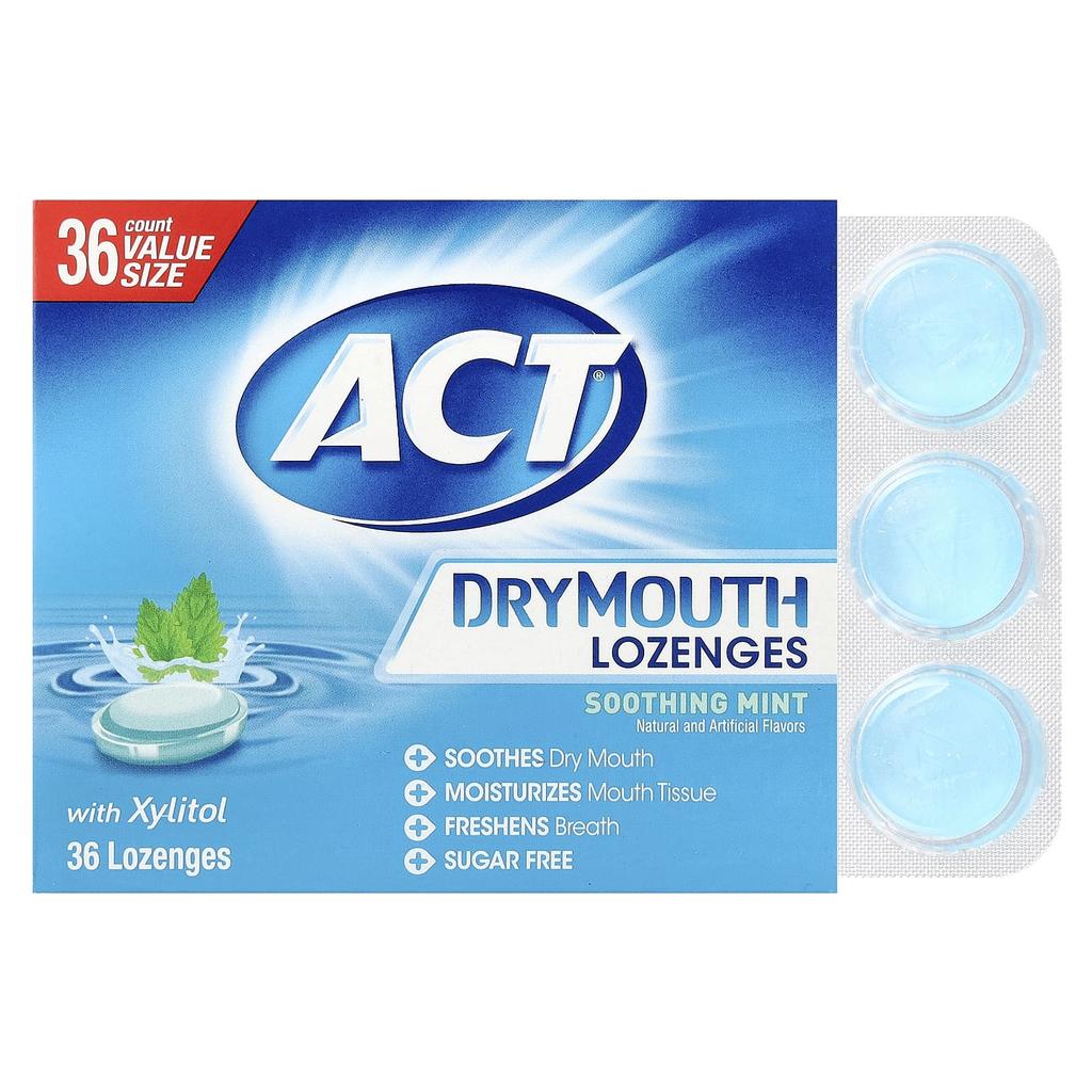 Dry Mouth Lorenzi, with Xylitol, Soothing Mint, 36 Tablets
