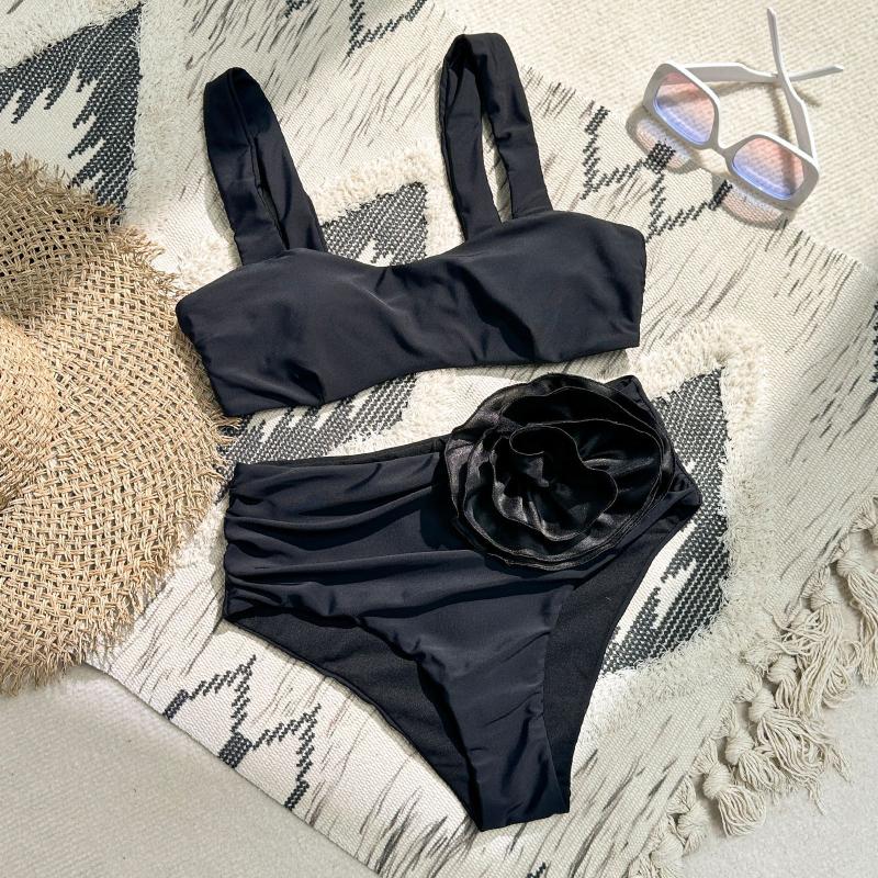 Сексуальный женский двухсекционный цветочный бюстгальтер пуш-ап с подкладкой, белый комплект бикини, купальник, купальный костюм со шнуровкой, пляжная одежда, бикини