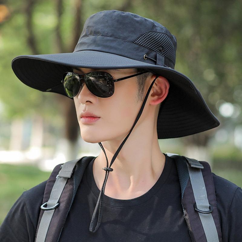 Increased Brim Sun Hat Men's Spring and Summer Big Brim Sunscreen Fishing Fisherman Hat Outdoor