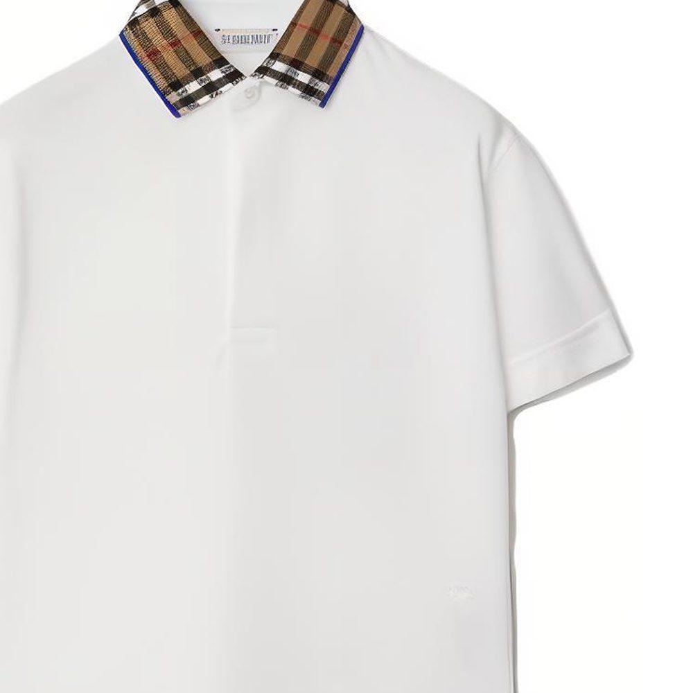 Burberry Детская футболка, клетчатая рубашка-поло из хлопка, белая, для детей, артикул 80731601