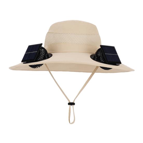 Outdoor Hat with Dual Power Supply Fan Summer Wide Brim Sun Hat Cooling Fishing Hiking Sun Protection Hat