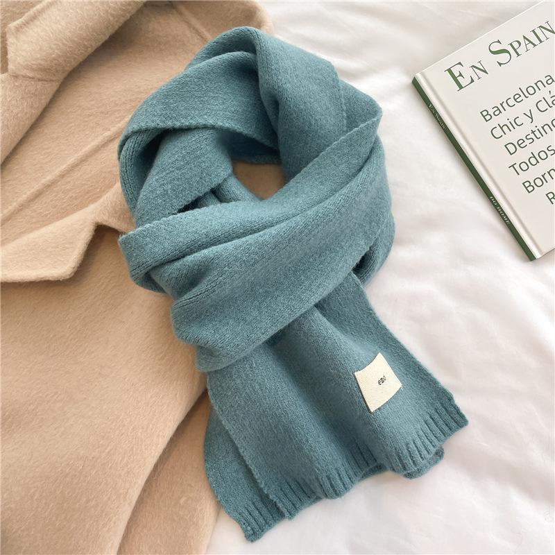 2024 Autumn And Winter New Knitted Scarf Solid Color Versatile Warm Scarf Long Candy Color Bright