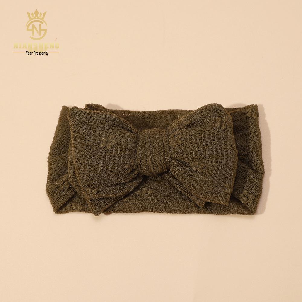 Повязка на голову из сетки с вышивкой и бантом для новорожденной принцессы