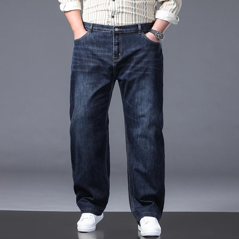 Plus Size Men's Jeans - Relaxed Straight-Leg High-Waisted High-Stretch Dad Trousers
