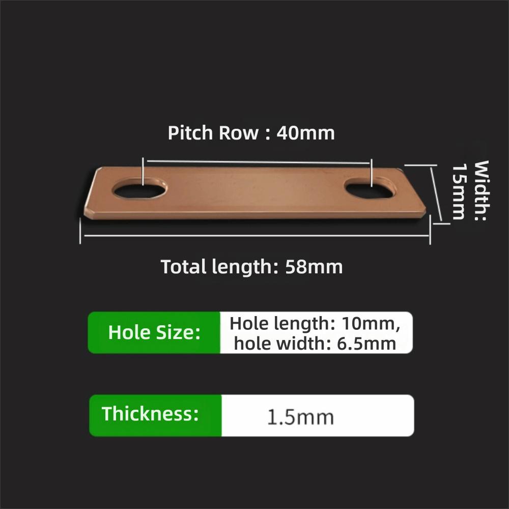 M6 screw holes Bus Bars Connector Flat Red Copper Pickling Busbar Busbar Connector  LiFePO4 Cell