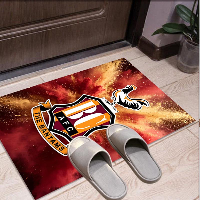 Bradford City AFC Pattern Rug, Indoor/Outdoor Mat, for Picnic, Gameroom, Bedroom, Office, Living Room, Home Decor Carpet, Birthday Gift