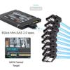 Xiwai 8i Slimline SAS Host RAID to 8 SATA Target Data Transfer Hard Disk Fanout RAID Cable with 1 to 8 SFF-8654 74-Pin 4.0 7-Pin Splitter, 0.5M