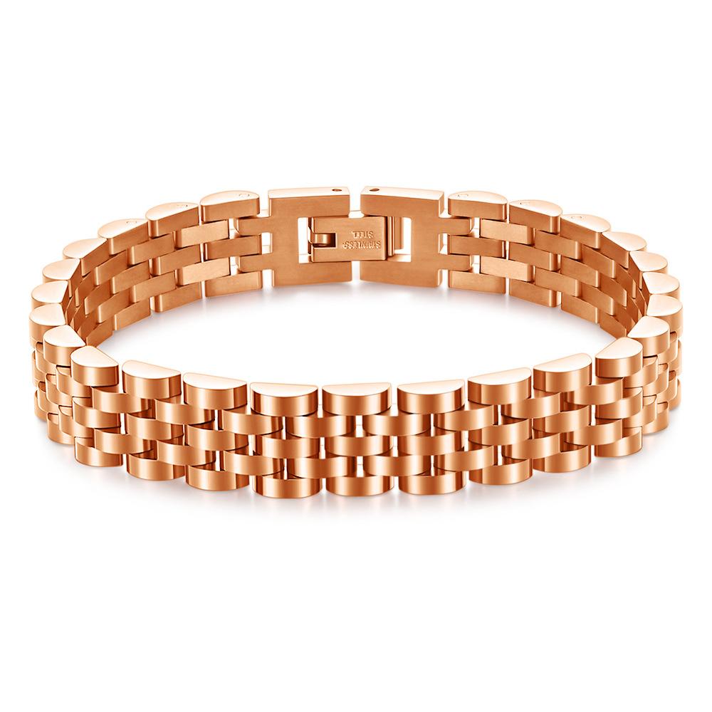 Trendy Minimalist Stainless Steel Gold Color Plated Watch Strap Bracelet for Women/Men Jewelry Gifts Couple Bracelet