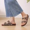 Fashion Kidmi Women's Slide Sandals New Casual Cork Footbed Platform Sandals Open Toe Leopard Slides With Adjustable Buckle Flat Sandals