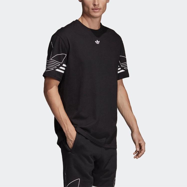 adidas originals Outline Tee Round Neck Short Sleeve Black Men's DU8145