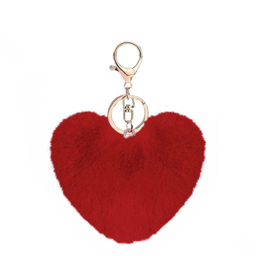 Imitation Rabbit Ball Plush Pendant DIY Phone Case Keychain Heart-shaped Accessory