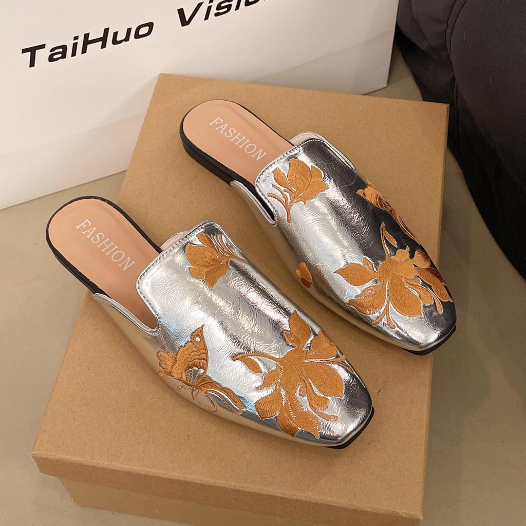 Модные женские тапочки, плоские сандалии, лоферы с квадратным носком, женские мюли, тренд 2025, летние, из мягкой кожи, неглубокие, на мягкой подошве, сандалии