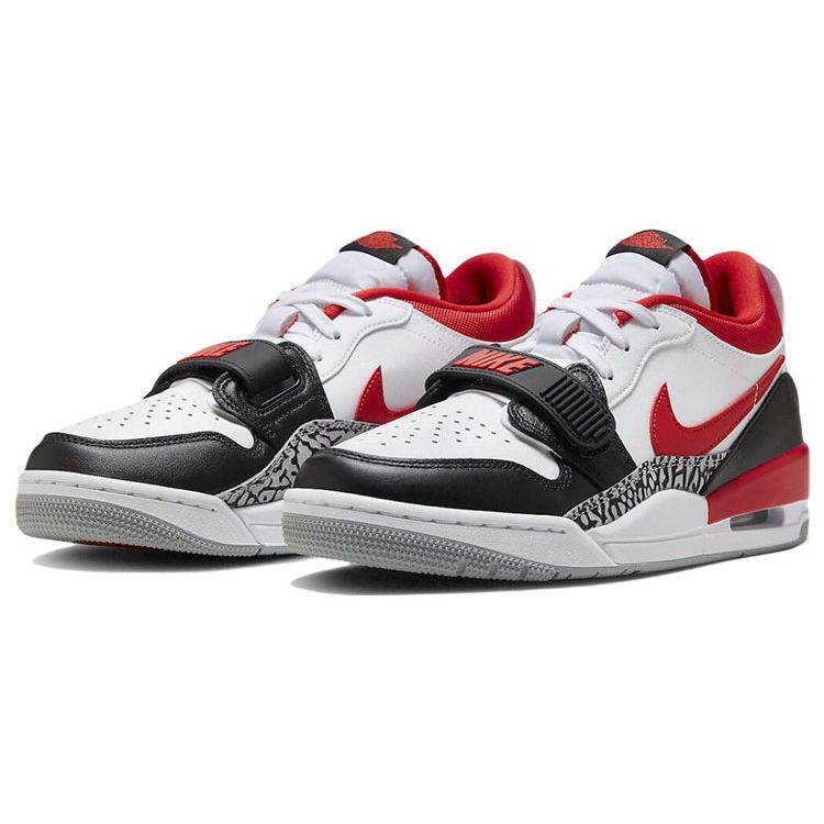 Мужские кроссовки Air Jordan Legacy 312 Low Black Toe Белые Огненно-красные Волчье-серые CD7069-160