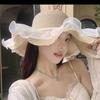 Summer, Beach Outdoor, Straw Hat, Lace Bow, Sunshade, Sun Hat, UV Protection, Sun Grass Hat, Women