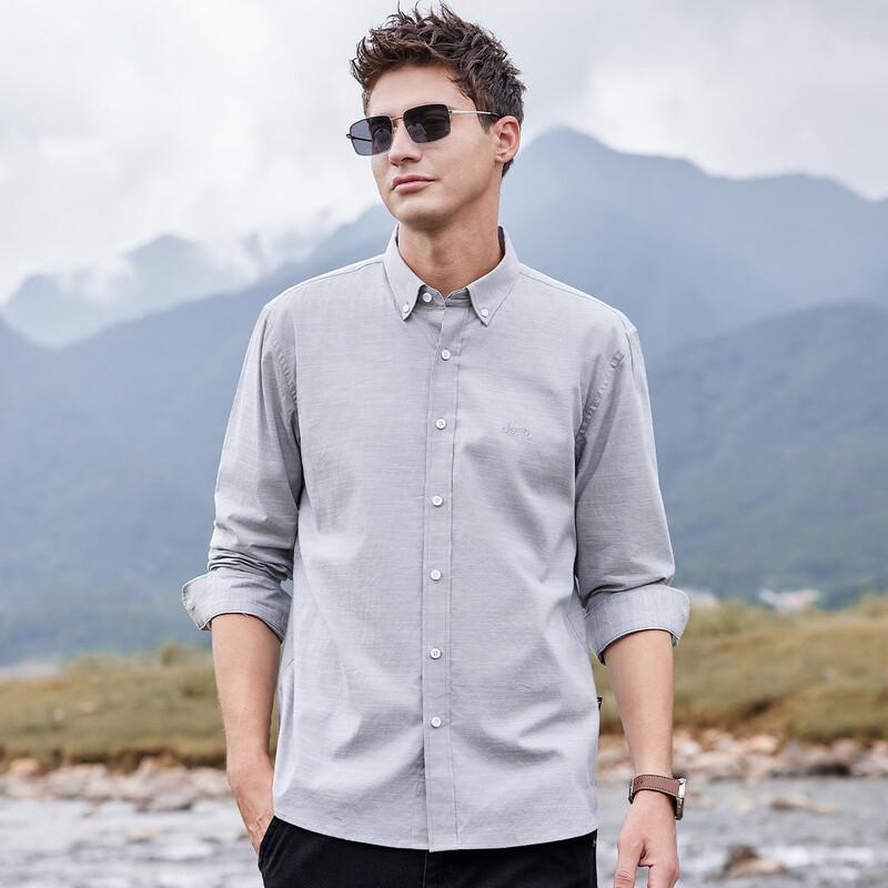 Jeep Мужская рубашка с длинным рукавом в стиле business casual, 100% хлопок