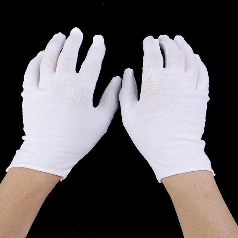 6 Pairs White Gloves Cotton Soft Thin Coin Jewelry Silver Inspection Work Gloves