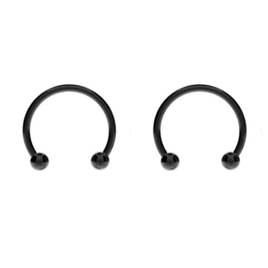 2Pcs Stainless Steel Horseshoe Shape Hoop Nose Ring Earring Studs Body