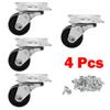 4 шт. поворотных ролика, 1-дюймовые серебристые резиновые мебельные колеса с верхними пластинами, винты