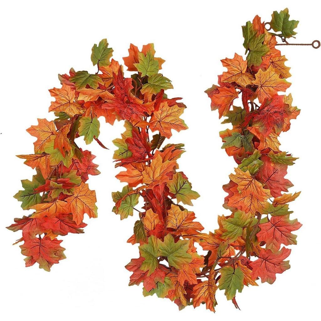 Autumn Maple Leaf Skewer Decoration (large and Small Double Leaves), Halloween Party, Thanksgiving Porch Decoration (excluding Batteries), Christmas