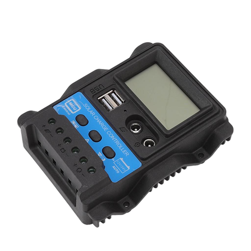 12V 24V Auto Solar Charge Controller PWM Solar Power Controller Dual USB LCD Display 10A