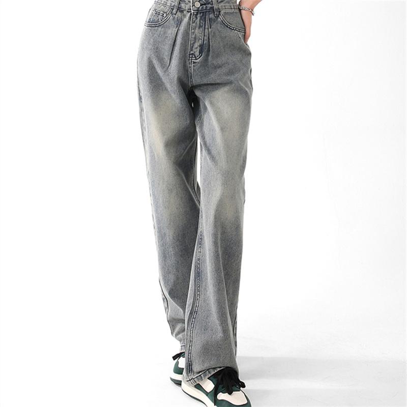 Осень-зима, плотные, теплые, с высокой талией, широкие женские джинсы, винтажные прямые мешковатые джинсовые брюки, уличная одежда, повседневные джинсовые брюки