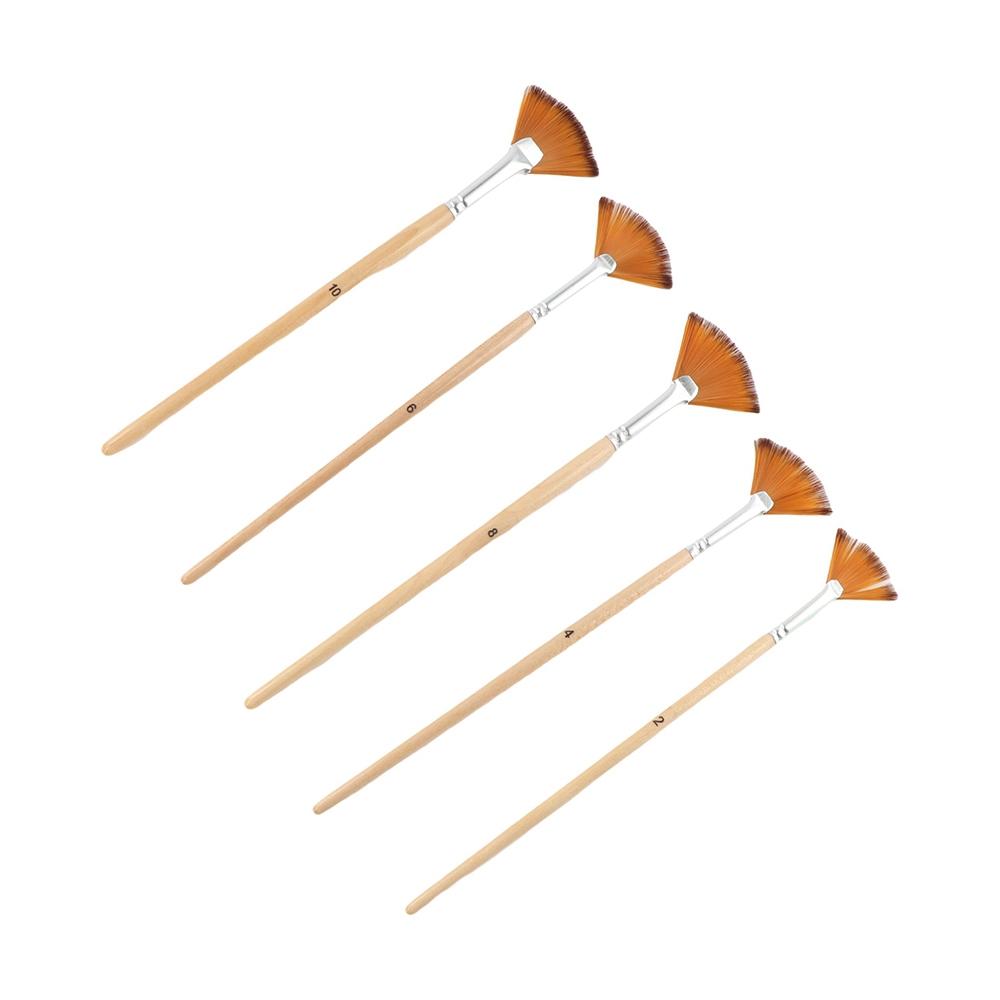5pcs Nylon Hair Artist Fan Paint Brushes Acrylic Watercolor Paint Fan Shaped Painting Pens Drawing