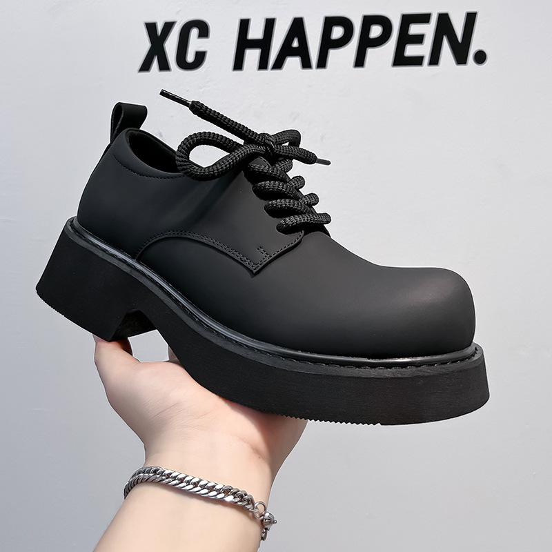 Мужские кожаные туфли Весна Британские повседневные туфли Дерби Мужские официальные свадебные черные низкие ботинки Martin 24308-A