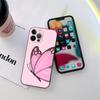 Beauty Pink Butterfly Phone Case for iPhone 11 15 Pro Max Case Coque 14 Plus 13 Pro 12 Mini 11 X S XR 7 8 SE 2020 TPU Soft Cover