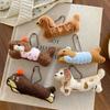 PP Cotton Dachshund Keychain Cartoon Puppy Bag Hanging Decoration Key Holder Pendant Couple Gift