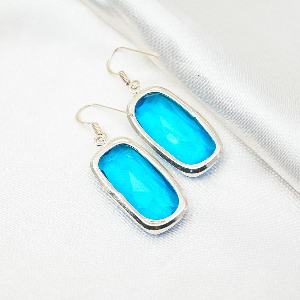 Серьги с голубым топазом, ювелирные изделия из стерлингового серебра 925 пробы, серьги ручной работы на День Благодарения