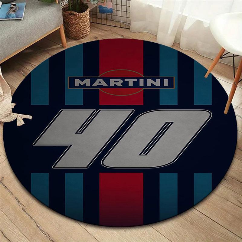 Круглый ковер Martini Racing, Ковер для гостиной, спальни, дивана, игровой комнаты, Нескользящий коврик для пола